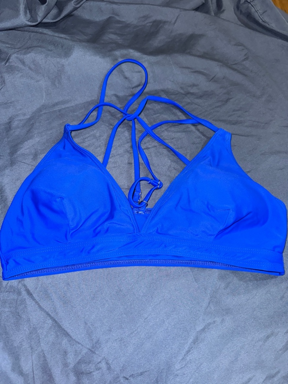Strappy Triangle Bikini Top in Bright Blue